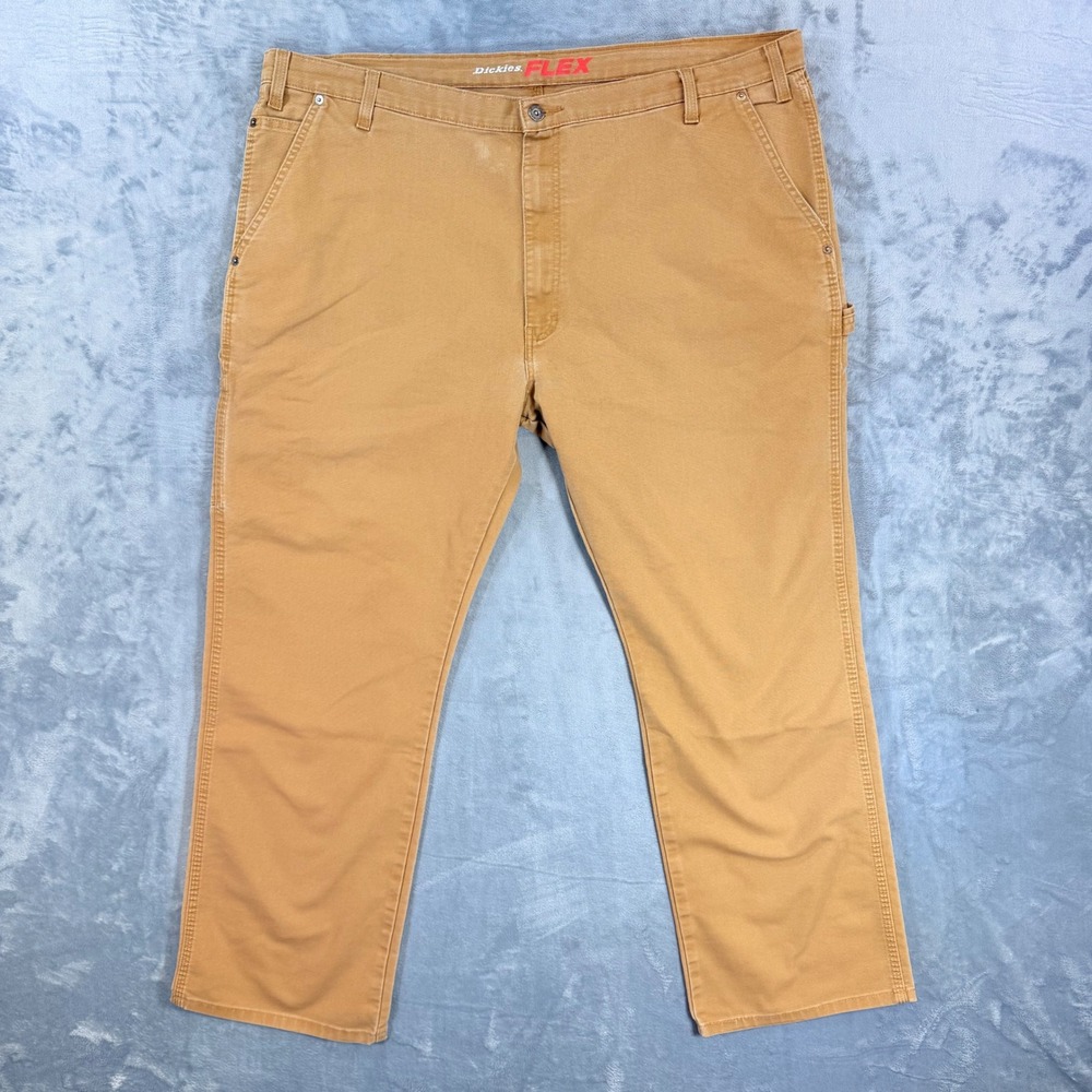Dickies Flex Regular Fit Carpenter Pants Mens 44x32‎ Tan Duck Canvas Tough Max